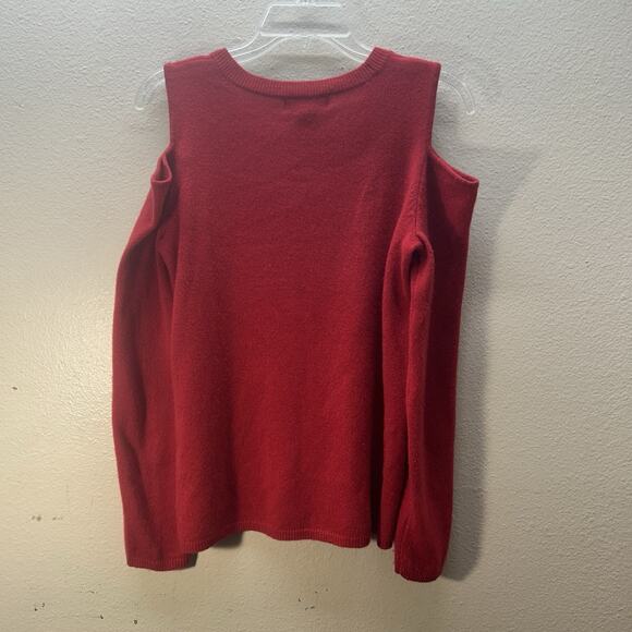 peck and peck 100% cashmere sweater Small Red Cold Shoulder Quiet Luxury Womens - Picture 2 of 5
